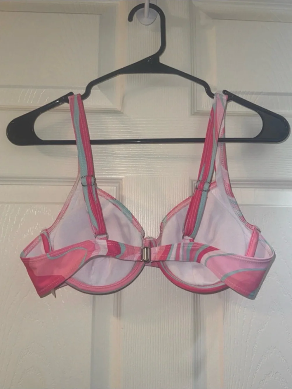SHEIN Pink, Aqua and White Striped Two-Piece Bikini Set